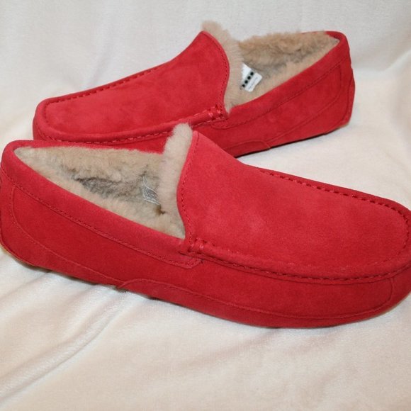 NIB UGG‎ MEN'S ASCOT SUEDE UGGPURE LINED SLIP ON SLIPPERS RED - Picture 6 of 8